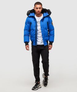 aylmer puffer fur hooded bomber jacket