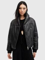 all saints lauren leather puffer jacket​