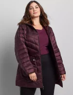 Plus Size Burgundy Puffer Jacket