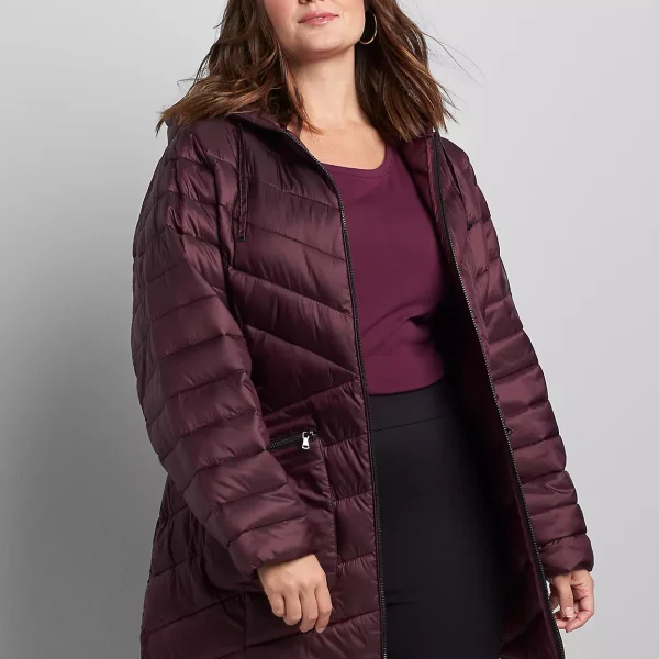 Plus Size Burgundy Puffer Jacket