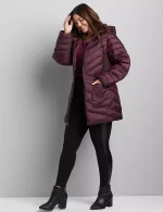 Plus Size Burgundy Puffer Jacket UK