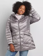 Plus Size Metallic Puffer Jacket​