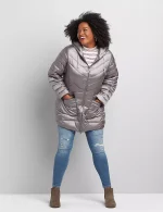 Plus Size Metallic Puffer Jacket​ UK