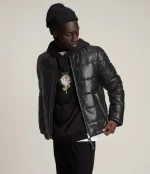 All Saints Russel Leather Puffer Jacket​ United Kingdom