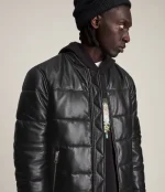 All Saints Russel Leather Puffer Jacket​ in UK