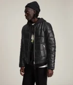 All Saints Russel Leather Puffer Jacket​