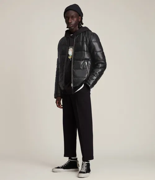 All Saints Russel Leather Puffer Jacket​