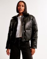 Abercrombie Faux Leather Puffer Jacket​ in UK