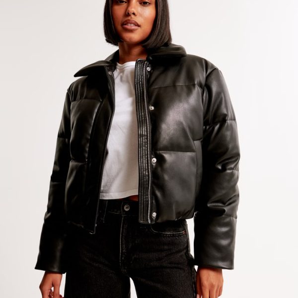 Abercrombie Faux Leather Puffer Jacket​ in UK