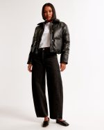Abercrombie Faux Leather Puffer Jacket​