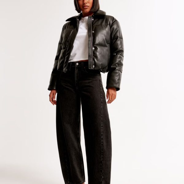 Abercrombie Faux Leather Puffer Jacket​