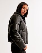 Abercrombie Faux Leather Puffer Jacket​ UK
