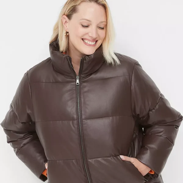 Plus Size Brown puffer jacket​
