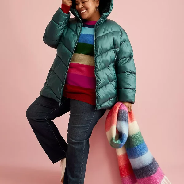 Plus Size Green Puffer Jacket​