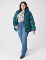 Plus Size Green Puffer Jacket​