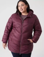 Plus Size Maroon Puffer Jacket​