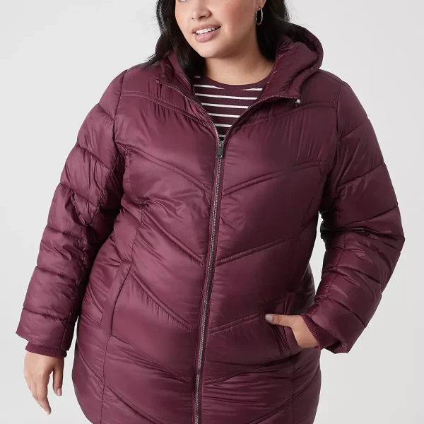 Plus Size Maroon Puffer Jacket​