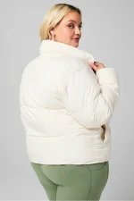 Plus Size White Puffer Jacket for Women