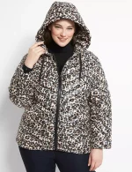 Plus Size leopard print puffer jacket​