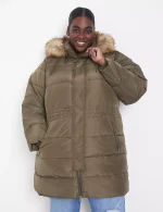plus size olive puffer jacket​