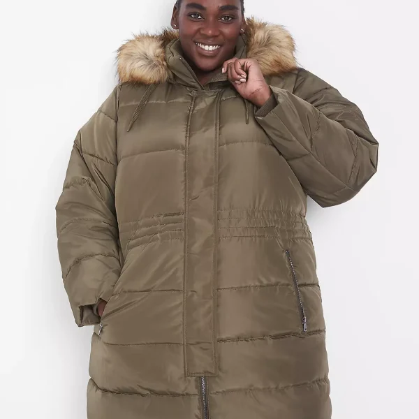 plus size olive puffer jacket​