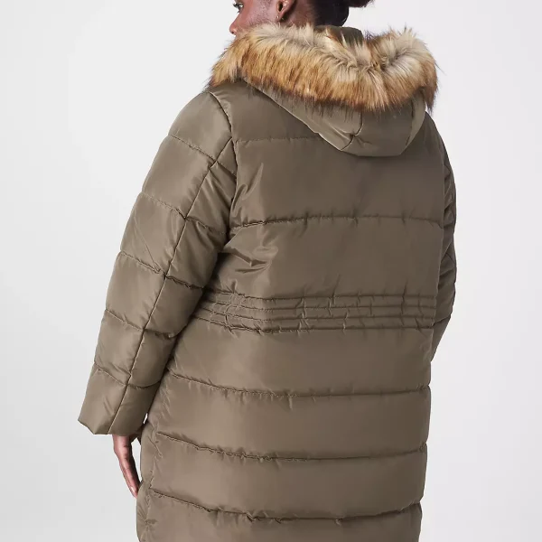 plus size olive puffer jacket​ UK