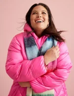 plus size pink puffer jacket​