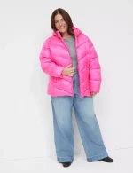 plus size pink puffer jacket​