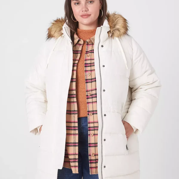 plus size puffer jacket with fur hood​
